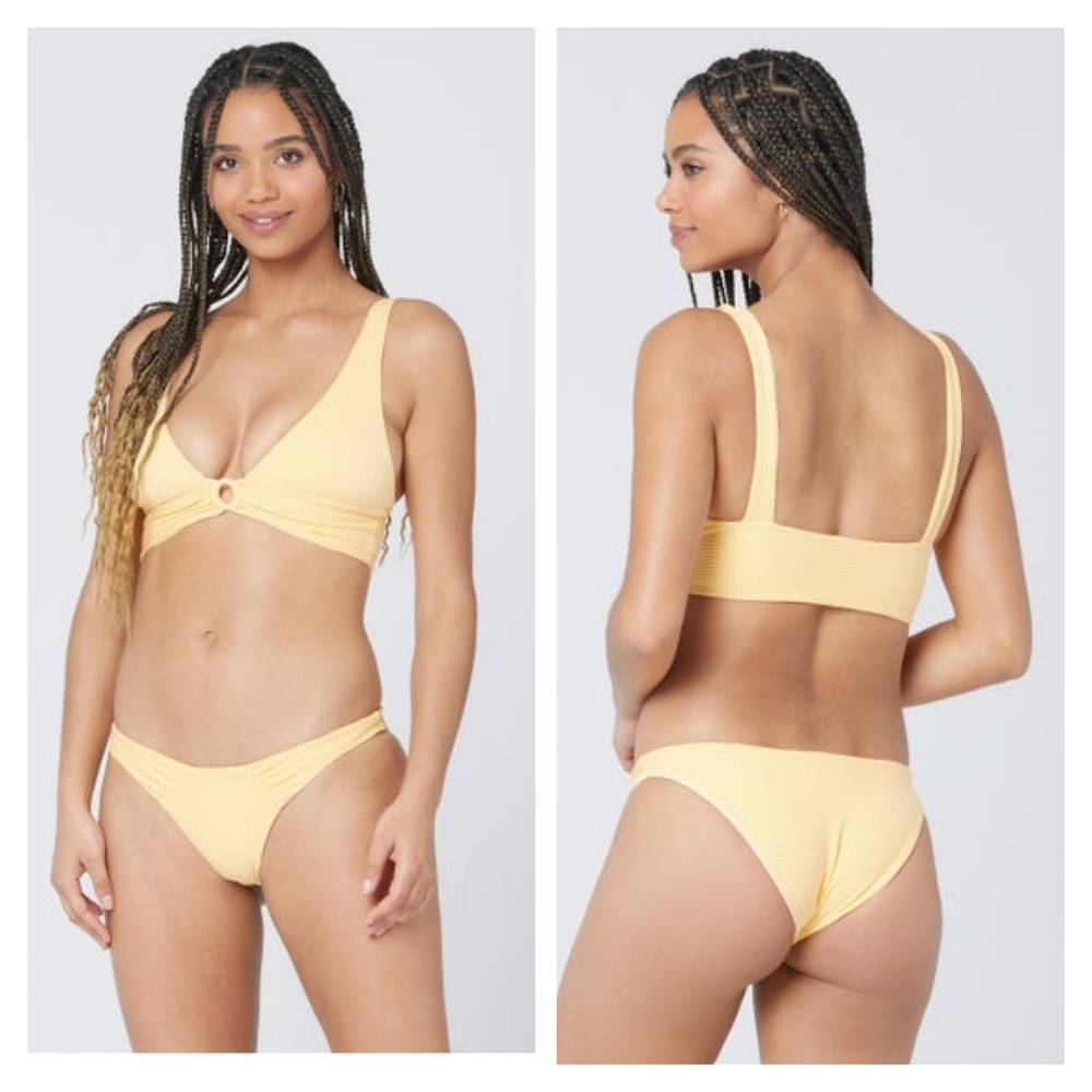 L*Space Fisher Top Sol Bottoms Bikini Set Golden Hour Yellow